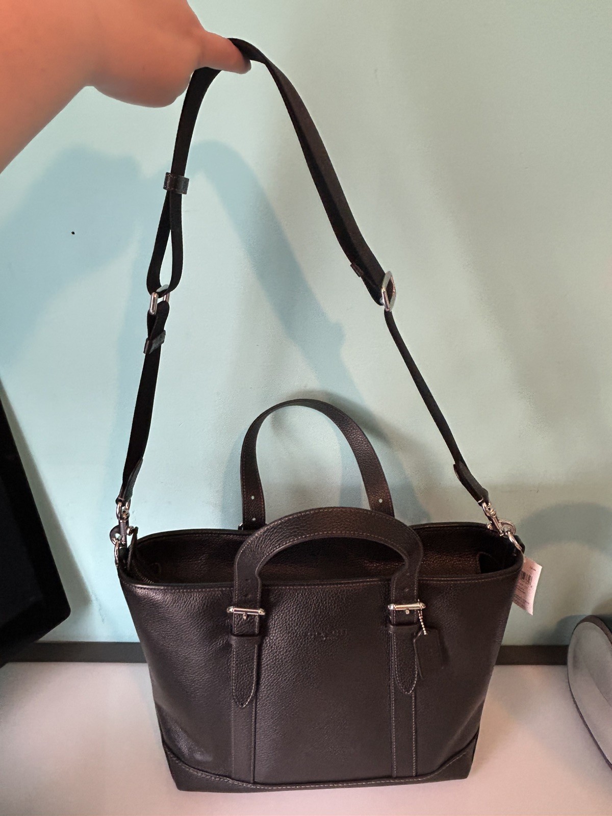 NWT Coach Unisex Warner Tote Bag Crossbody In Leather/Silver/Black CW213