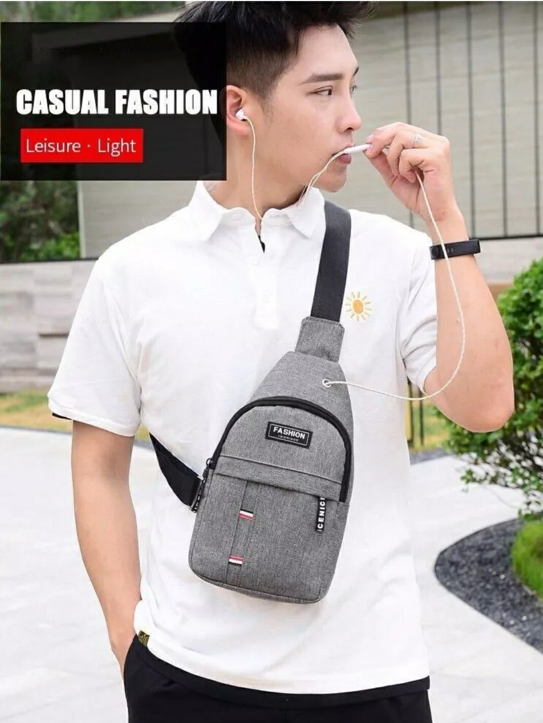 Men’s Crossbody Chest Bag Oxford Cloth Fashionable Multi-Pu Blue Black Grey