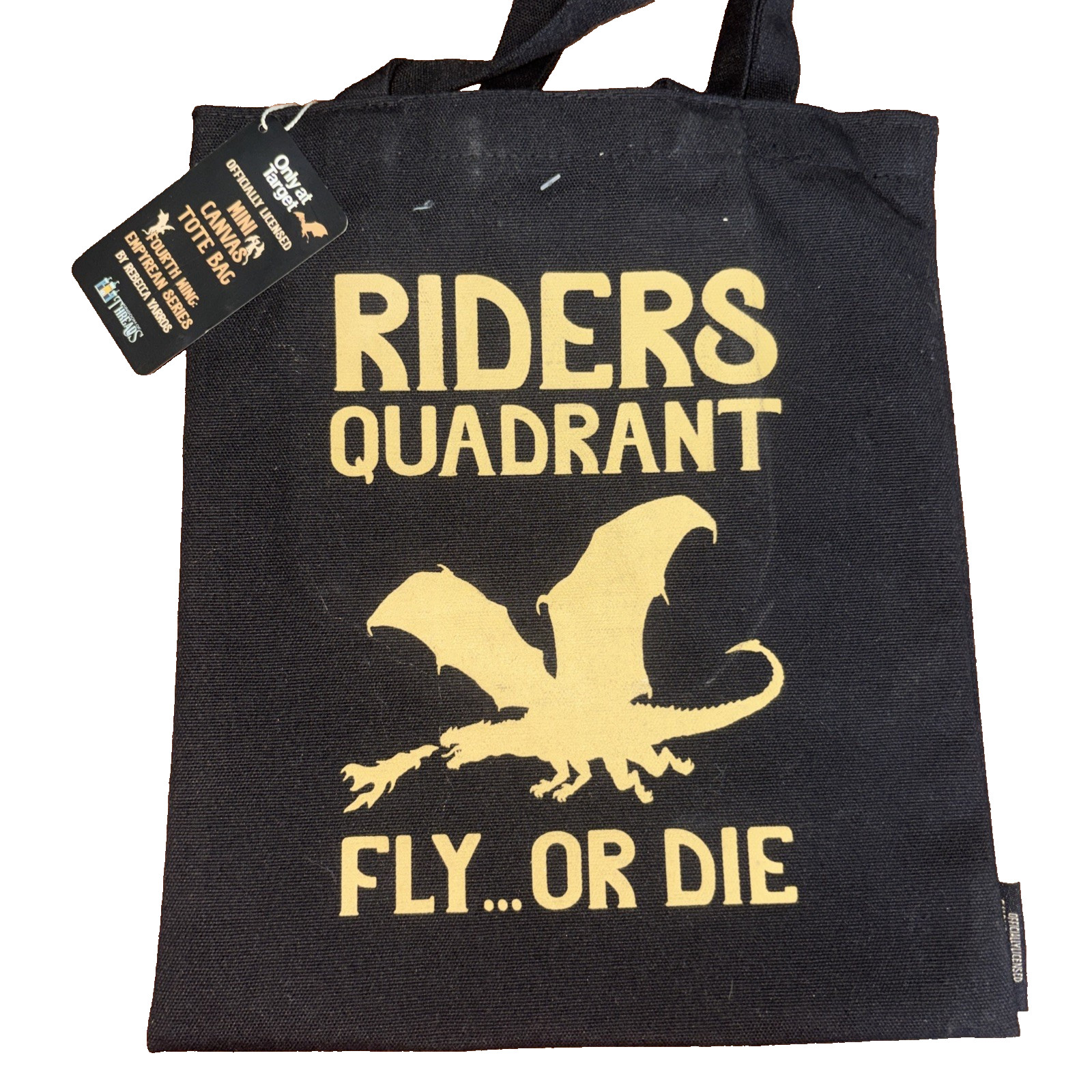 Fourth Wing Riders Quadrant Basgiath War College Black Tote Bag NWT