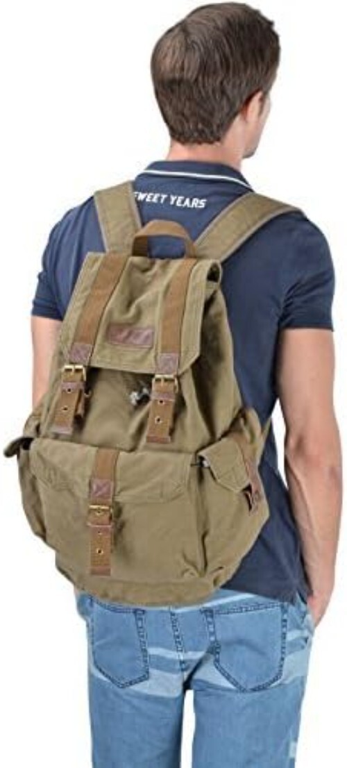 Versatile Thick Canvas Backpack with 17-Inch Laptop Compartment – Sturdy Design
