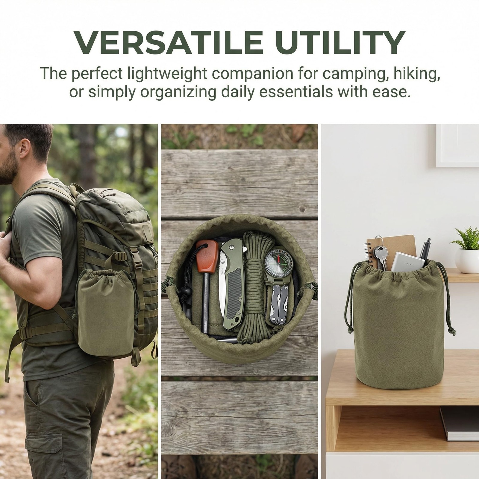 Large Canvas Drawstring Storage Bag 7.87X5.91X5.91 Inches Portable Organizer …