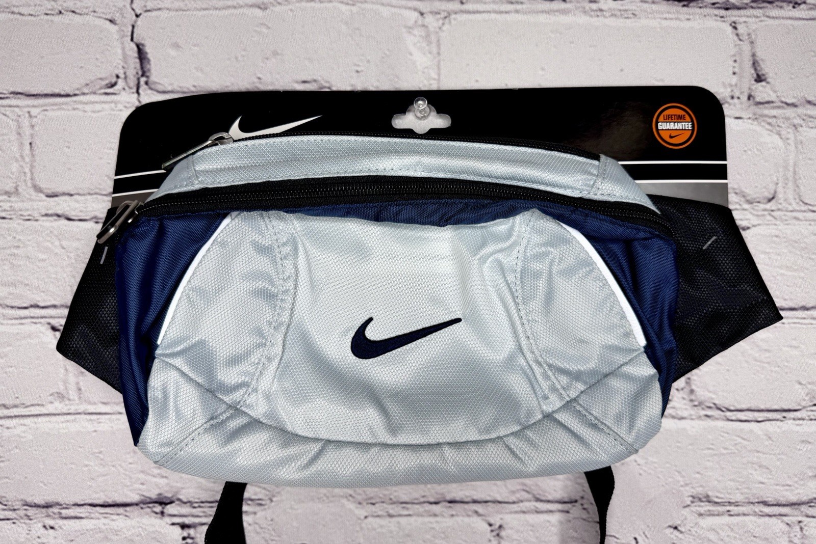 Nike Waistpack Belt Fanny Pack Blue Two Tone Zipper Pockets Swoosh Travel Y2K