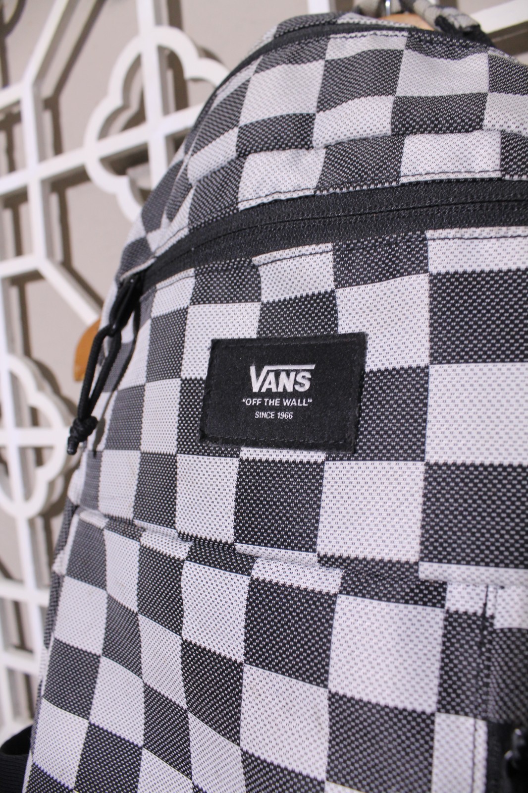 Vans Off the Wall Backpack Black White Book Bag College Checkerboard 19x12x7