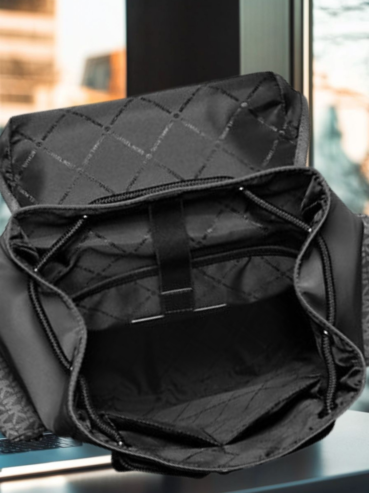 Michael Kors Cooper Men Signature Logo & Nylon Large Pocket Travel Backpack Bag