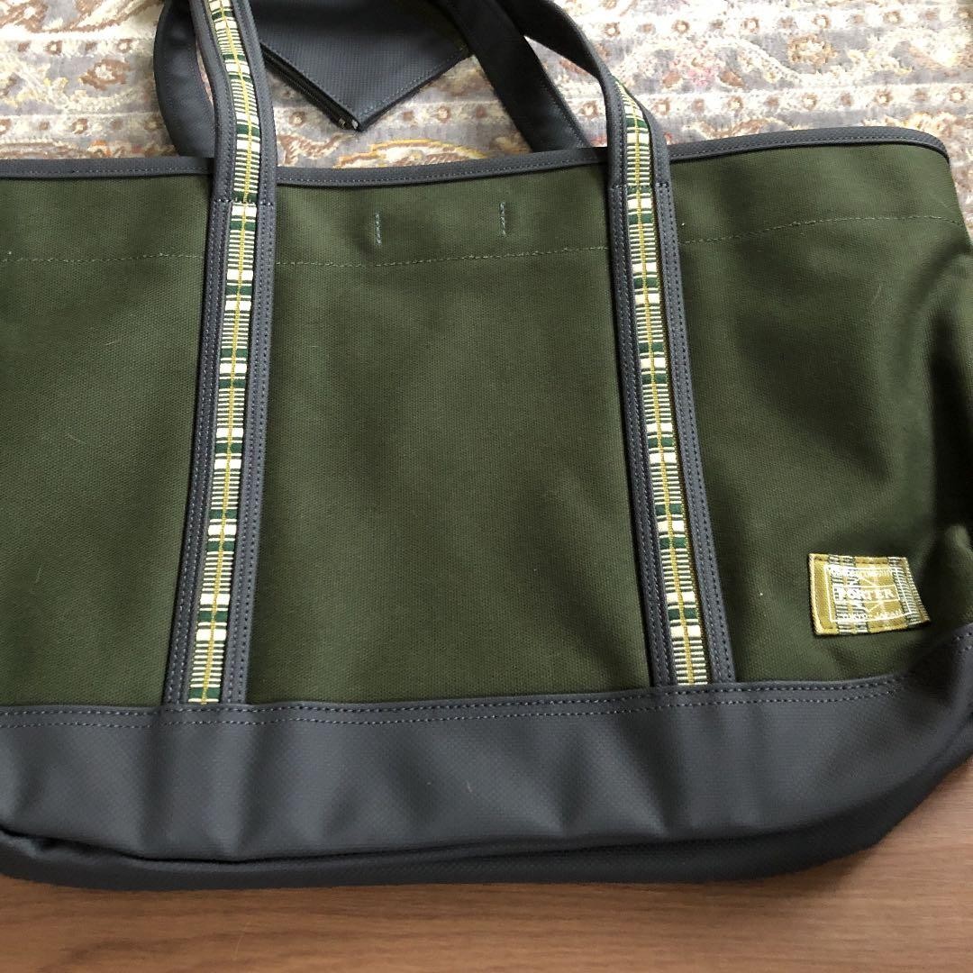 Porter Ryukyu Collab Tote Bag Unused Pouch Khaki/Gray Traditional Okinawa JAPAN