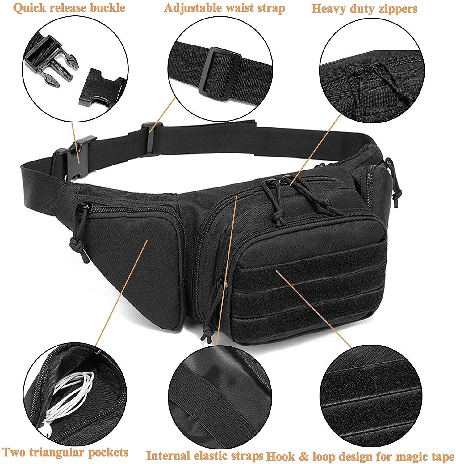 Mens Tactical Chest Bag Concealed Pistol Cases Travel Fanny Pack Molle Pouch USA