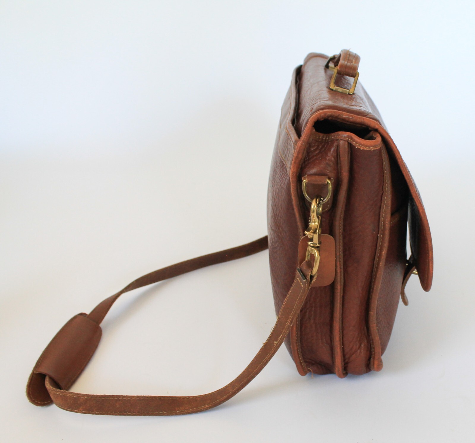 Vintage Brown Mitchell Luxury Leather Messenger Shoulder Bag Signed 1995