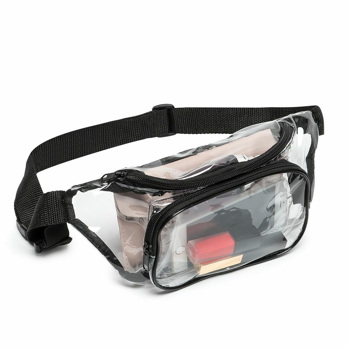 Clear Waist Pouch Bag Transparent Zip Pack Bag Adjustable Strap Travel Outdoor