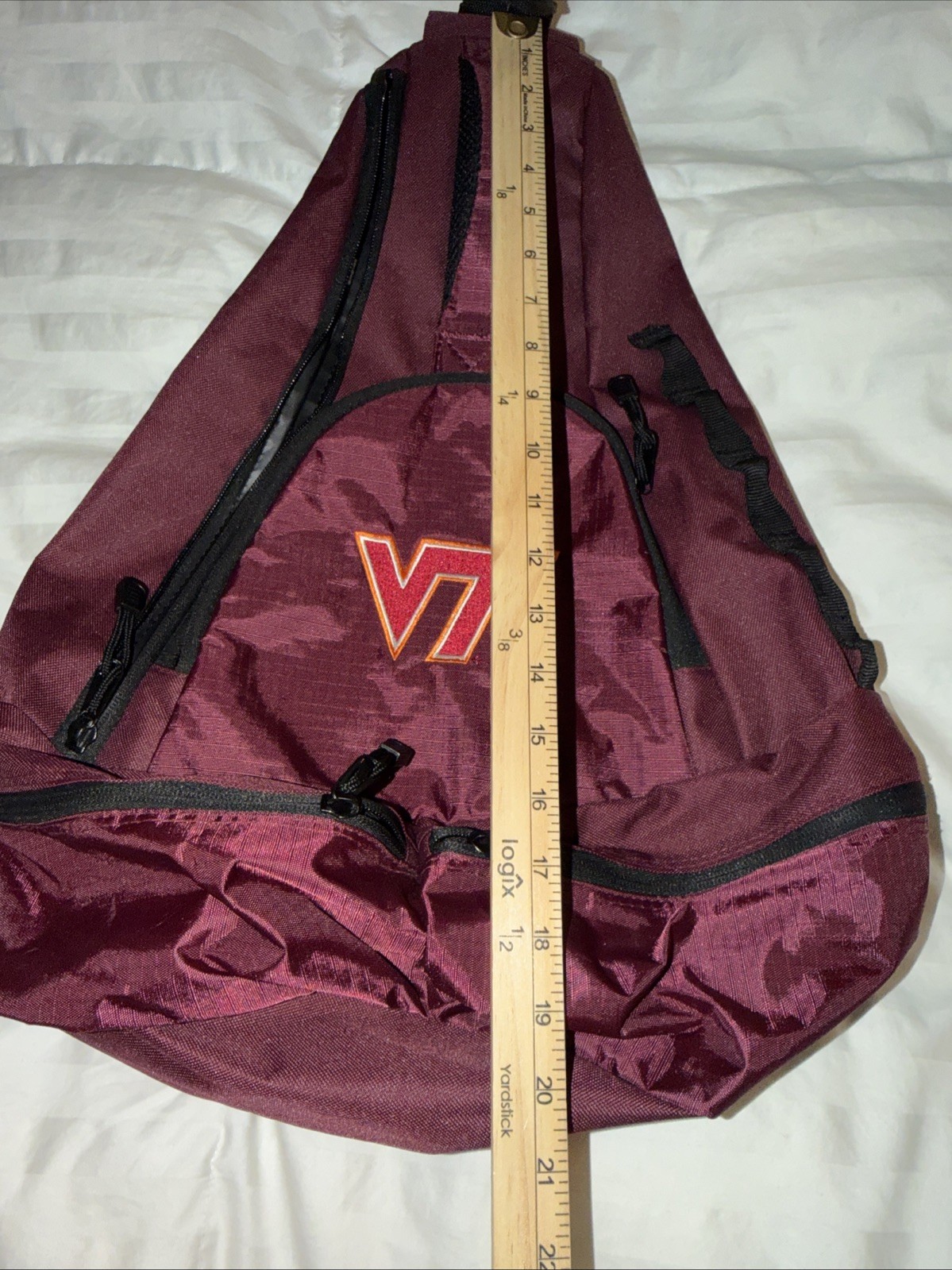 Virginia Tech VT Maroon Sling School Backpack Large Multiple Zip Pockets Unisex