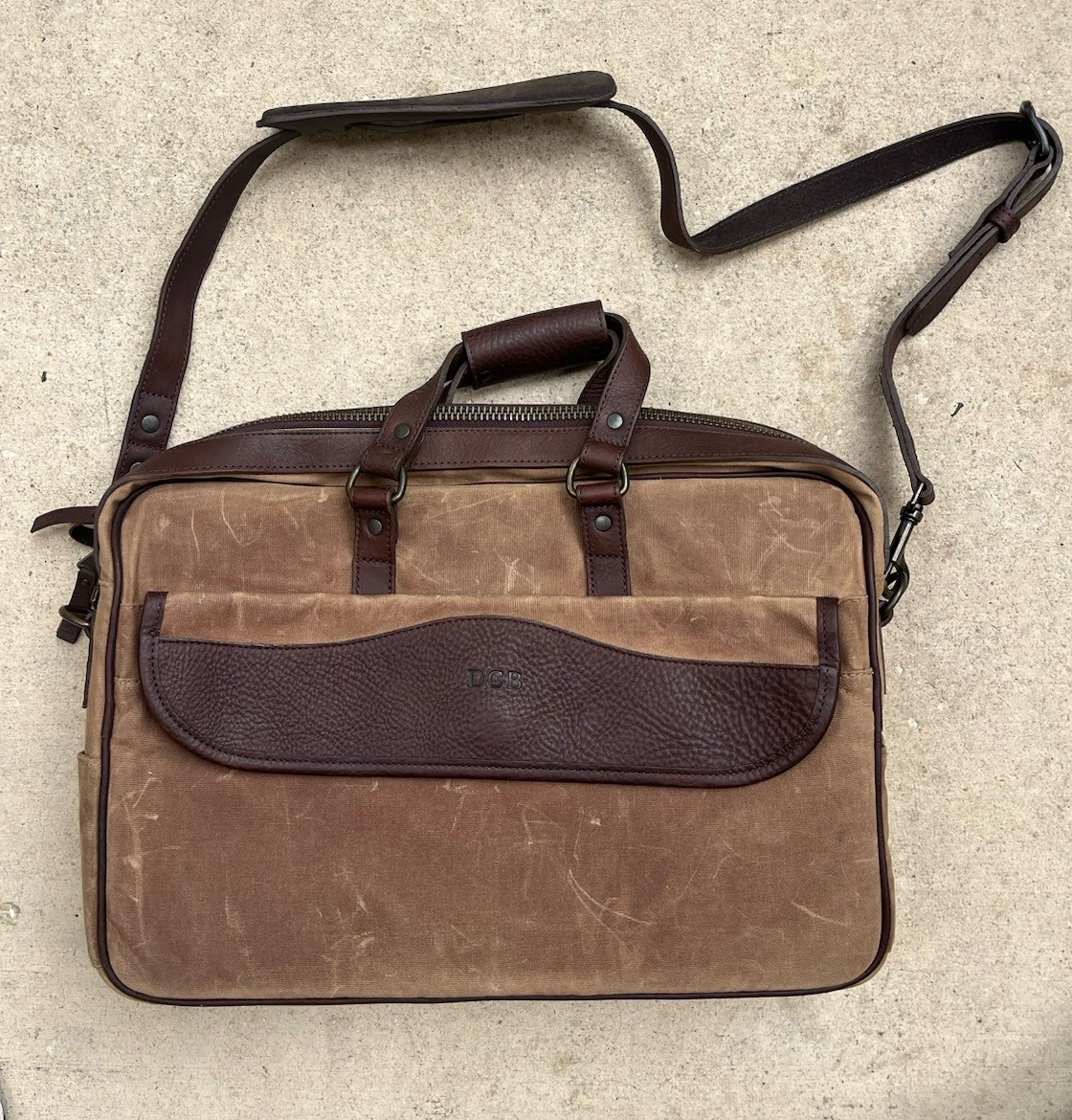 Mission Mercantile Leather Goods Campaign Waxed Canvas Briefcase Personalized*