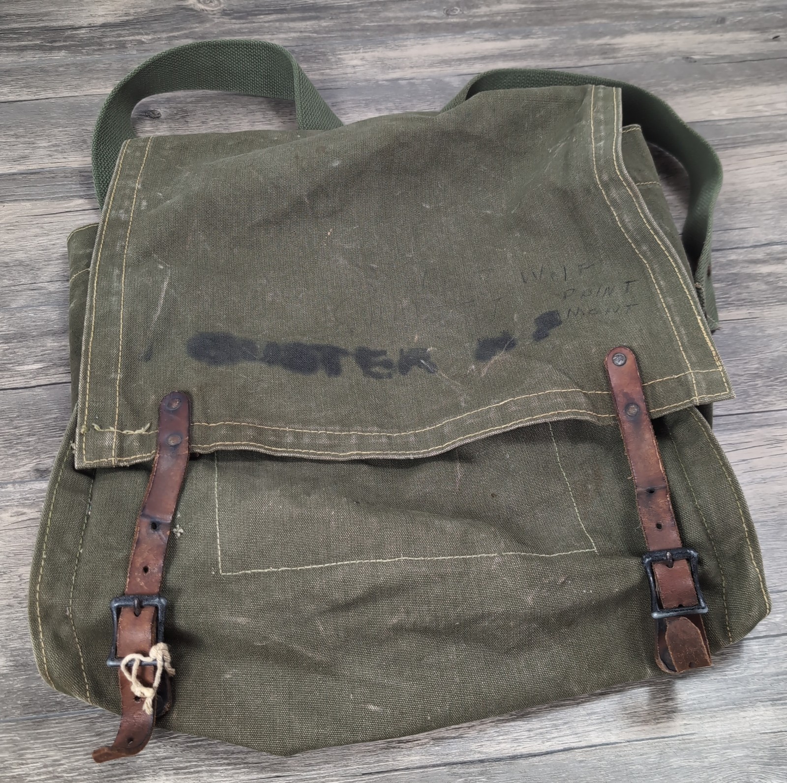 Vtg USFS Forest Service Olive Drab Canvas Leather Shoulder Bag Backpack Rucksack