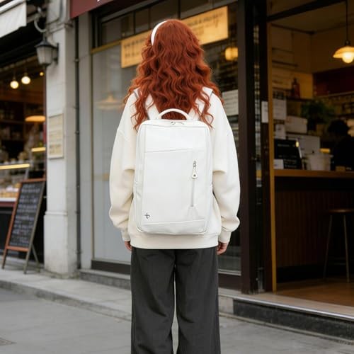 Slim Travel Laptop Backpack for Women, Personal Item Daypack | Beige
