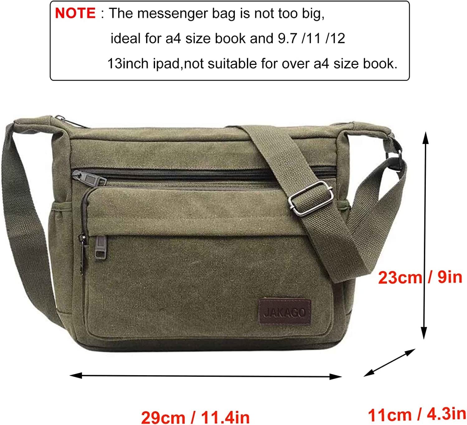 Canvas Messenger Bag Multi Pockets Shoulder Bag Cross body Satchel Bag for Bu…