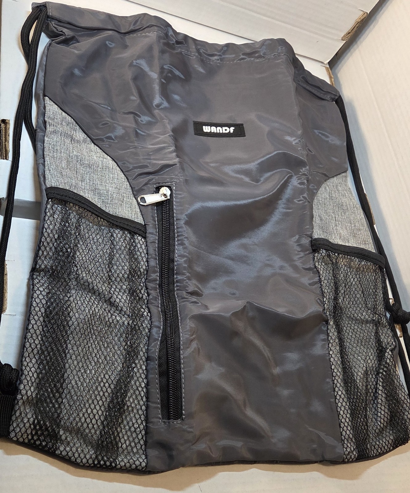 Wandf Drawstring Backpack Front Zipper Gym Shopping Sport Yoga Travel-NEW!