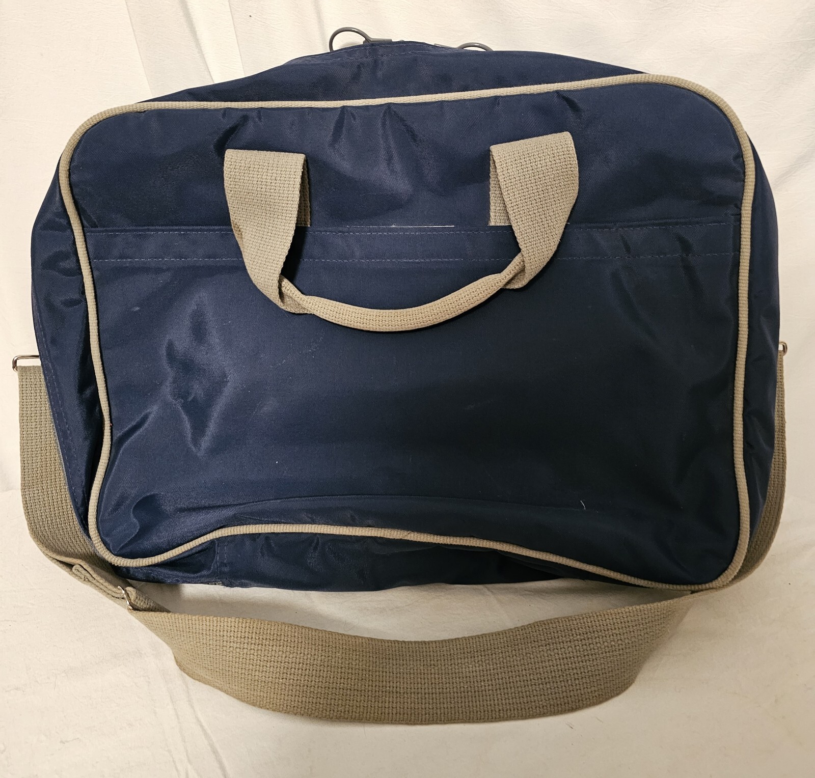 Vintage Lands End Lighthouse Nylon Zip Around Work Bag Blue Made In USA EUC