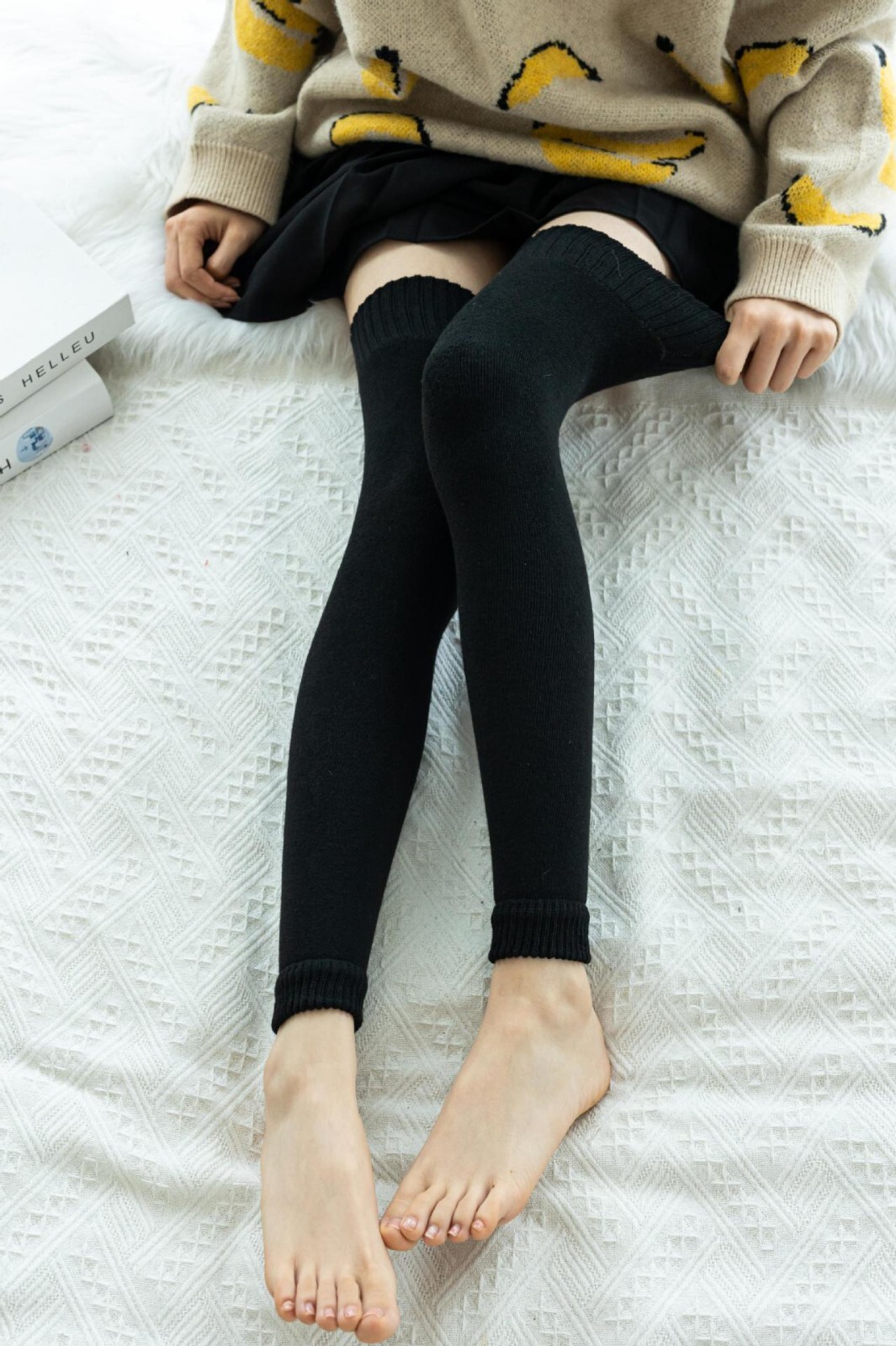Womens Winter Warm Leg Warmers Long Knit Knitted Crochet Socks Leggings Socks US
