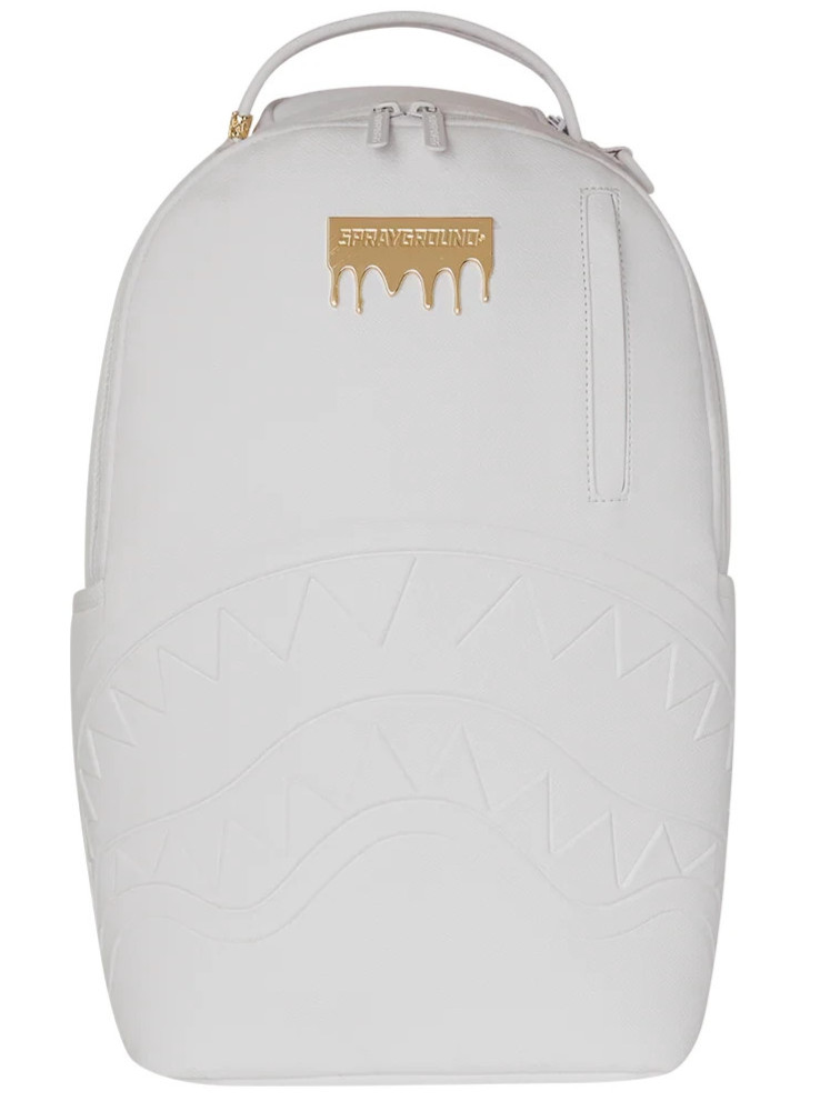 Sprayground Brick Gold Luxe Backpack🔥White Embossed Bookbag Large School Bag
