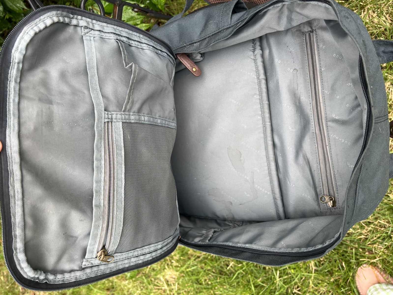 Doughnut macaroon Outdoor Adventure Backpack navy Blue Nylon Leather Daypack