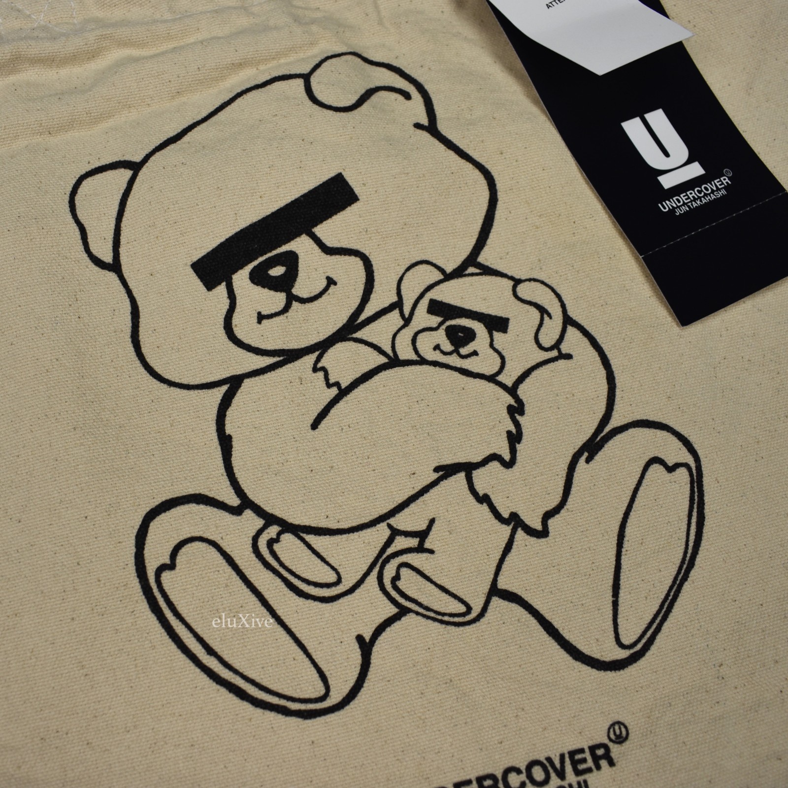 NWT Undercover MADSTORE Jun Takahashi Bear Logo Print Canvas Tote Bag AUTHENTIC