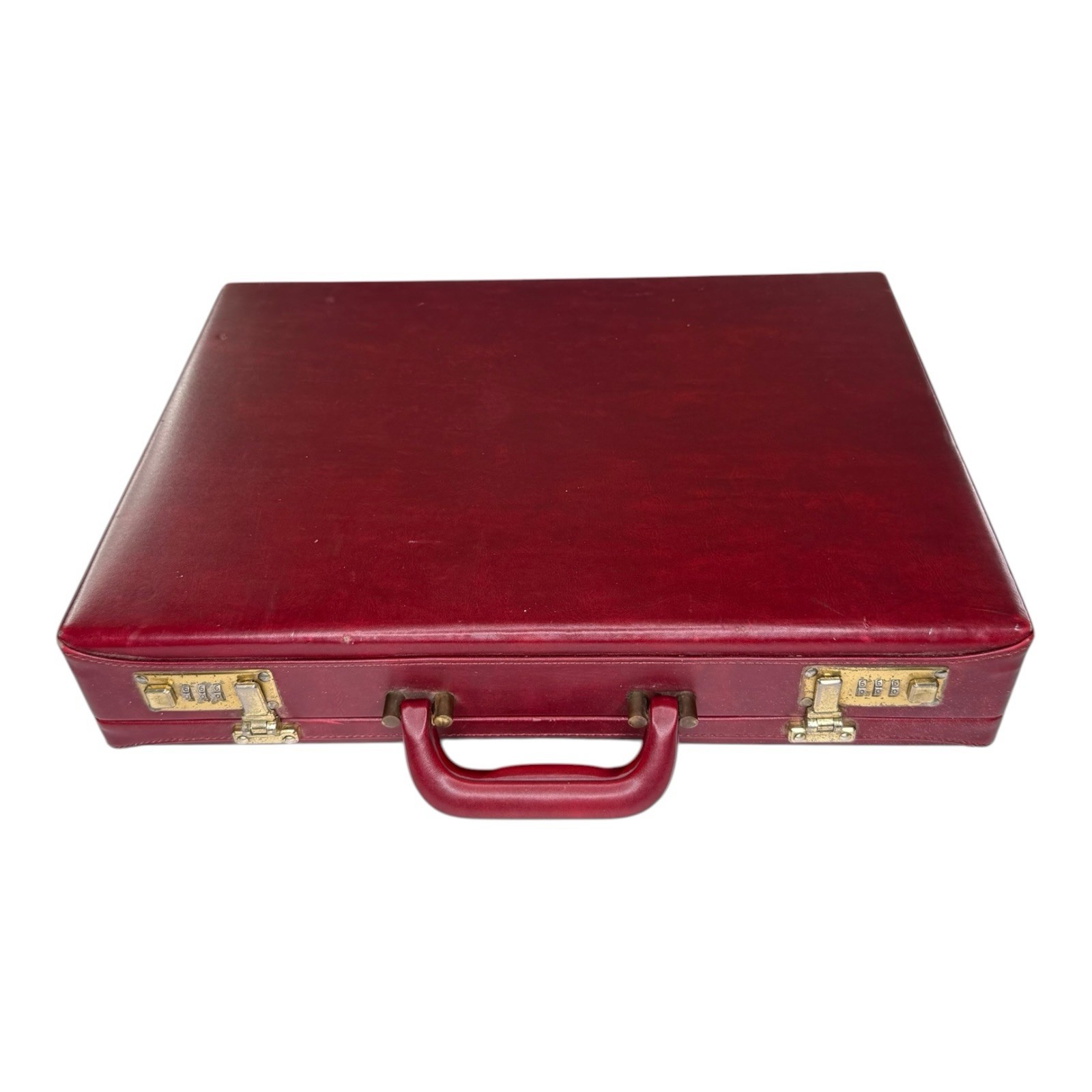Vintage Burgundy Hard Shell Attache Briefcase Combination Lock Portfolio Case
