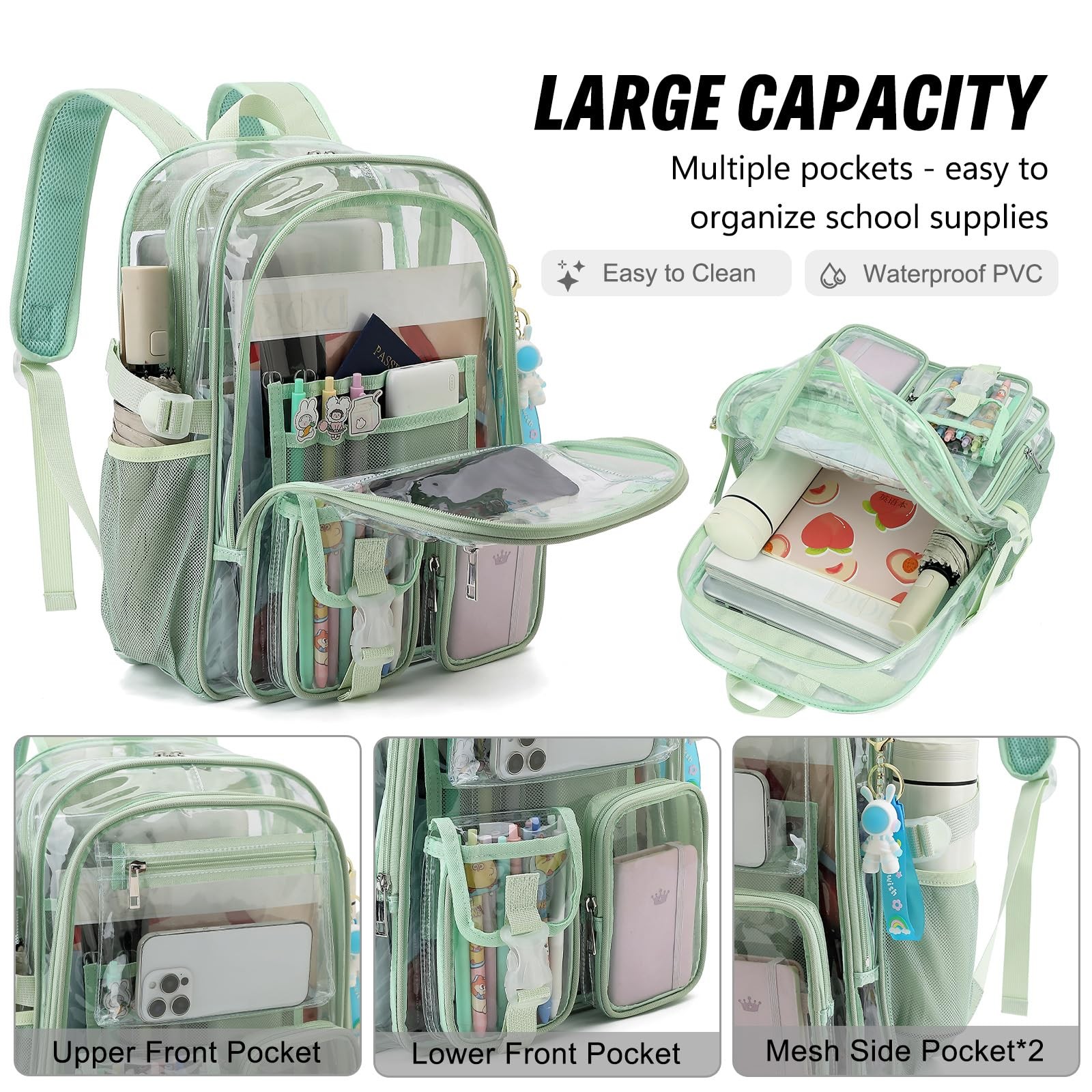 Clear Backpack 11.8×16.5×6.3″ Heavy Duty Transparent Stadium Approved – Quick