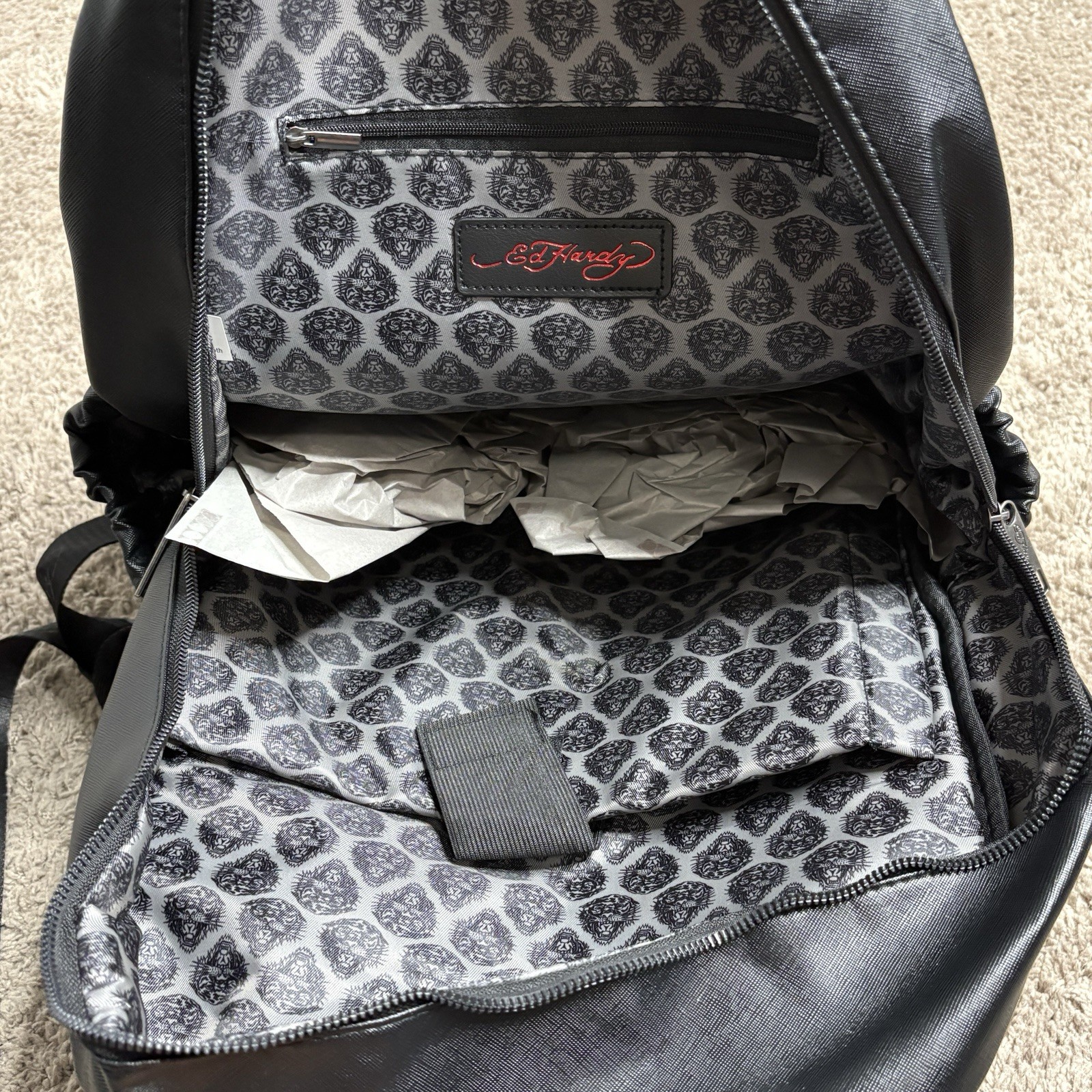 Ed Hardey Backpack Adjustable Straps Black Tiger Fits Most Laptops New Y2K