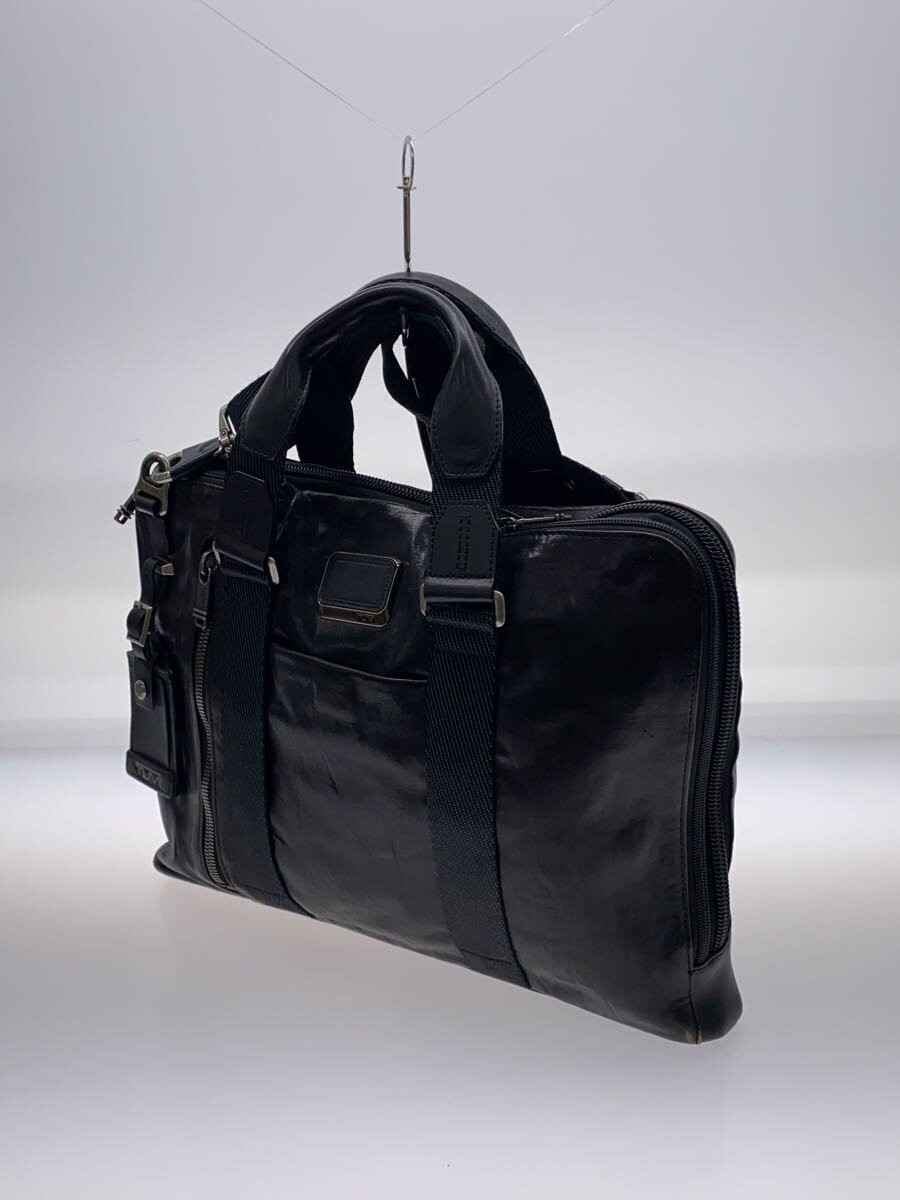 TUMI Business Briefcase Black Slim Plain Leather Handle 39cm