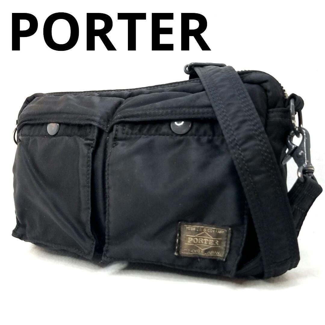 Porter Tanker Shoulder Bag Black Nylon Small Crossbody Japan 22cm Casual Zip