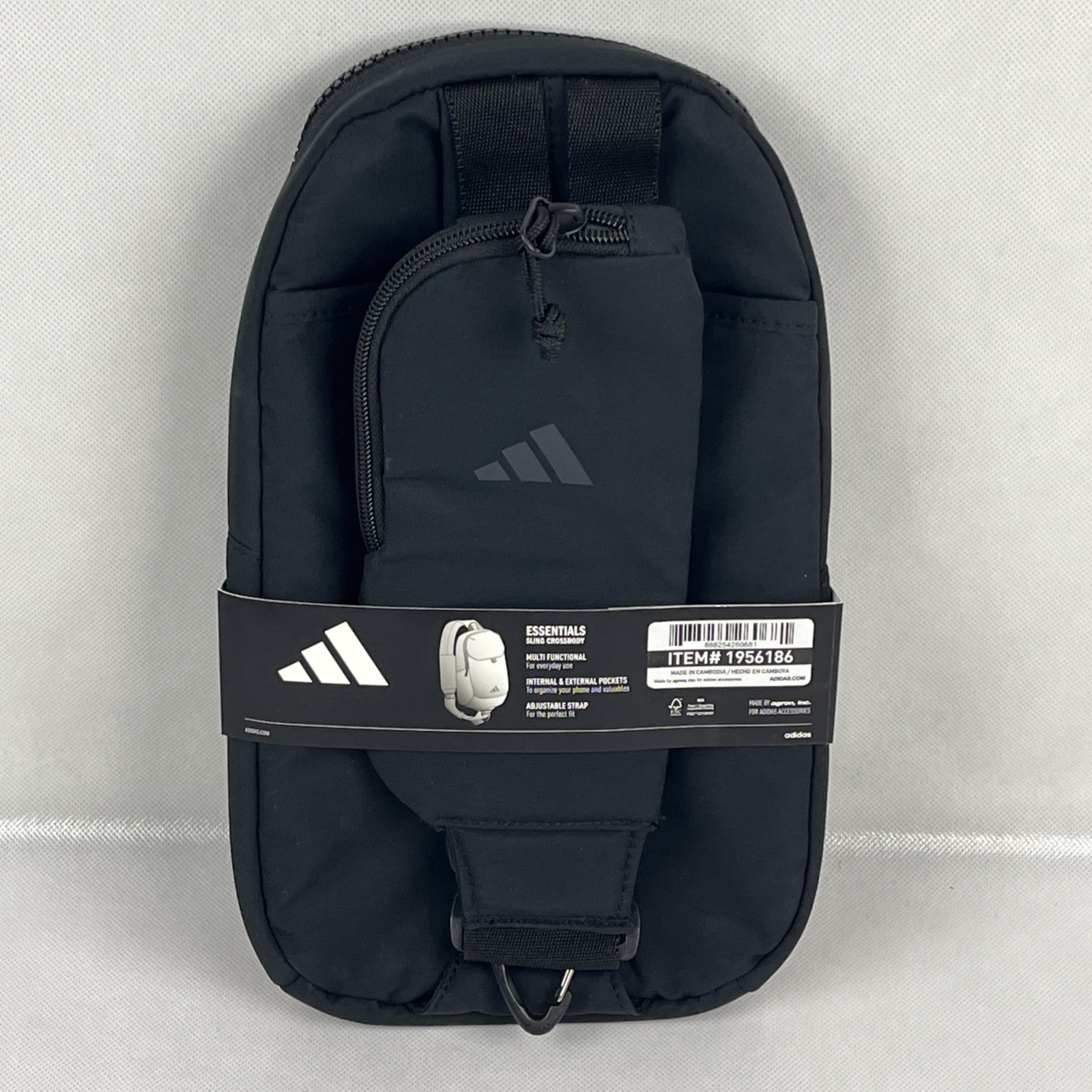 Adidas Essentials Sling Crossbody Bag Black Adjustable Strap NWT Compact Travel