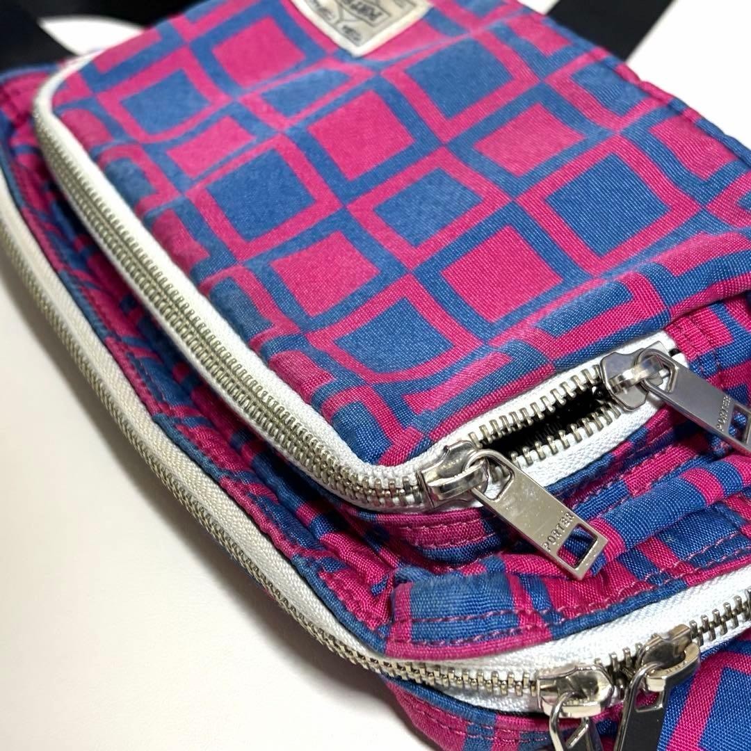 Porter Japanese Traditional Pattern Waist Back Checkered Pink Men Rare yoshida k