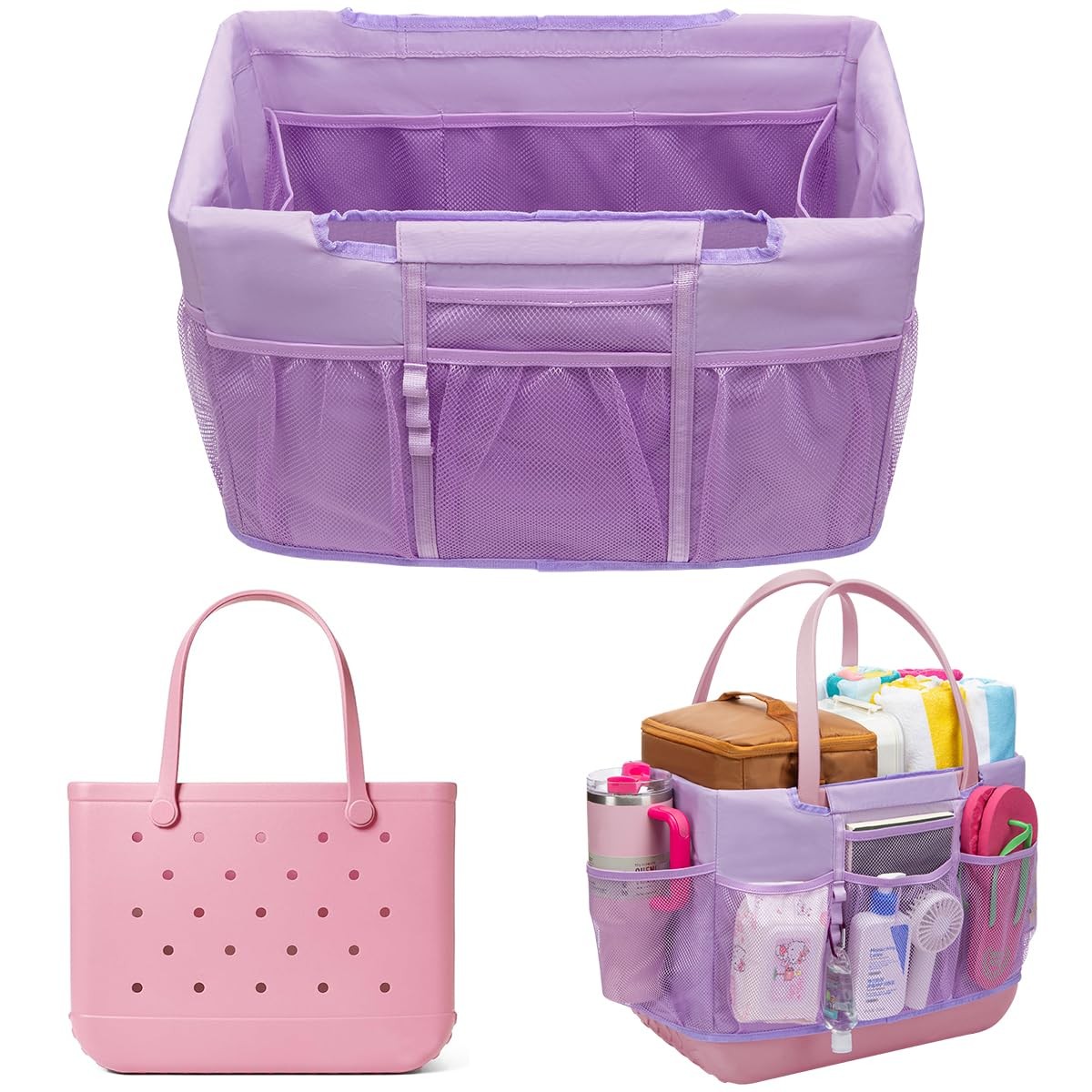 Beach Bag Organizer Insert for Extra Large Bogg Original – Large, Purple