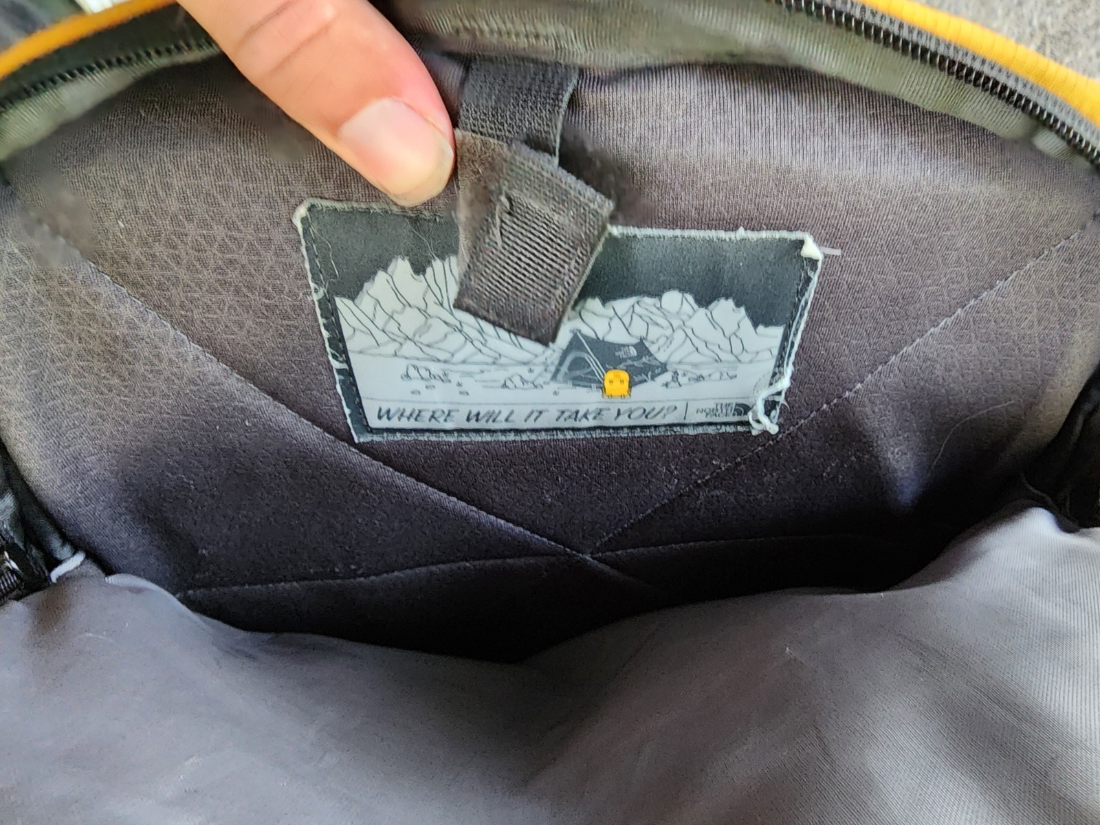 The North Face Recon Backpack Grey Yellow Laptop Divider Hiking Strap Bag School