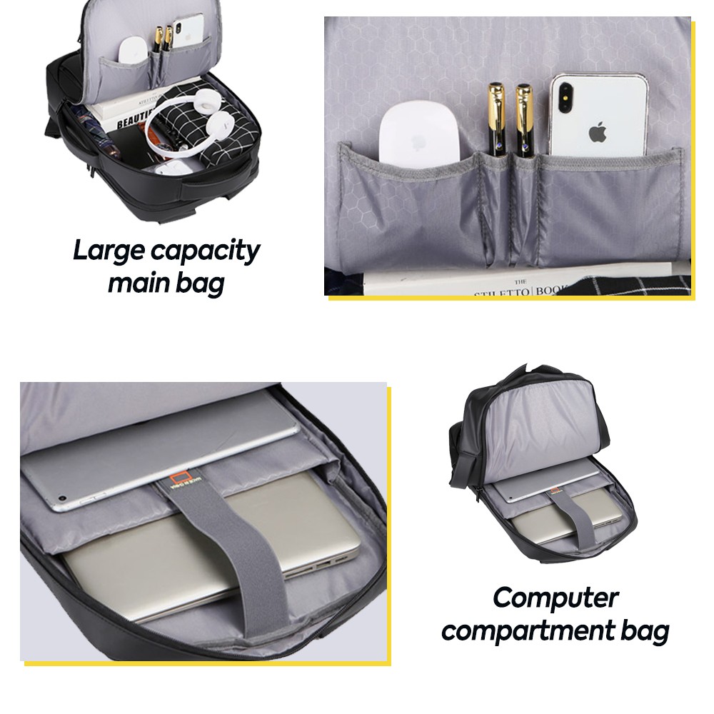 15.6 In Laptop Men Backpack Travel Usb Charging Computer School Backpack Zipper