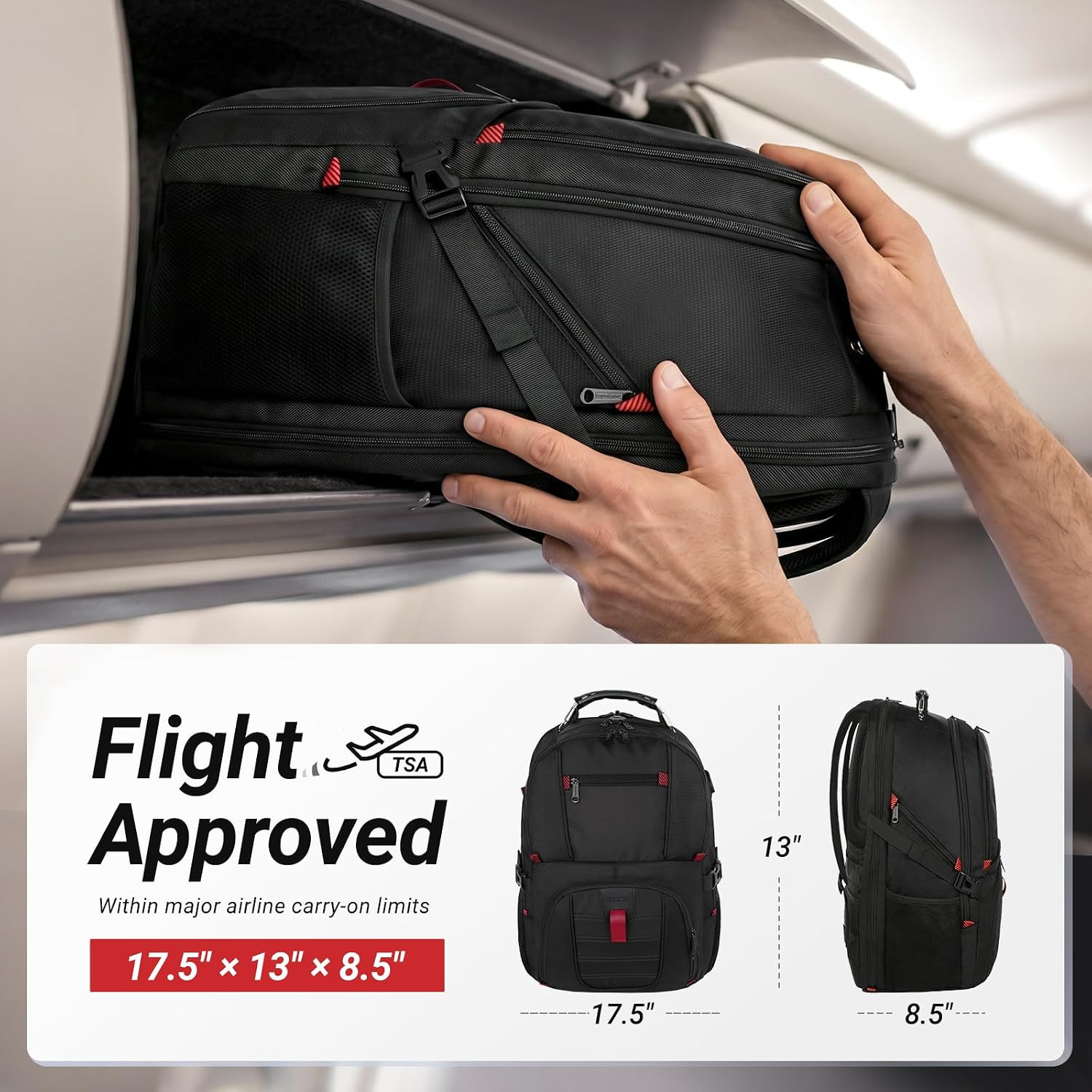 Large Laptop Backpack for Men, Heavy Duty Travel Backpack Carry on Flight Approv