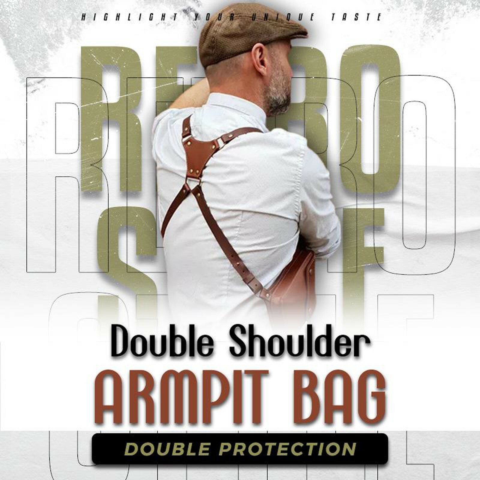Double Shoulder Armpit Bag Strap Money Bag Adjustable Shoulder Hidden Pocket