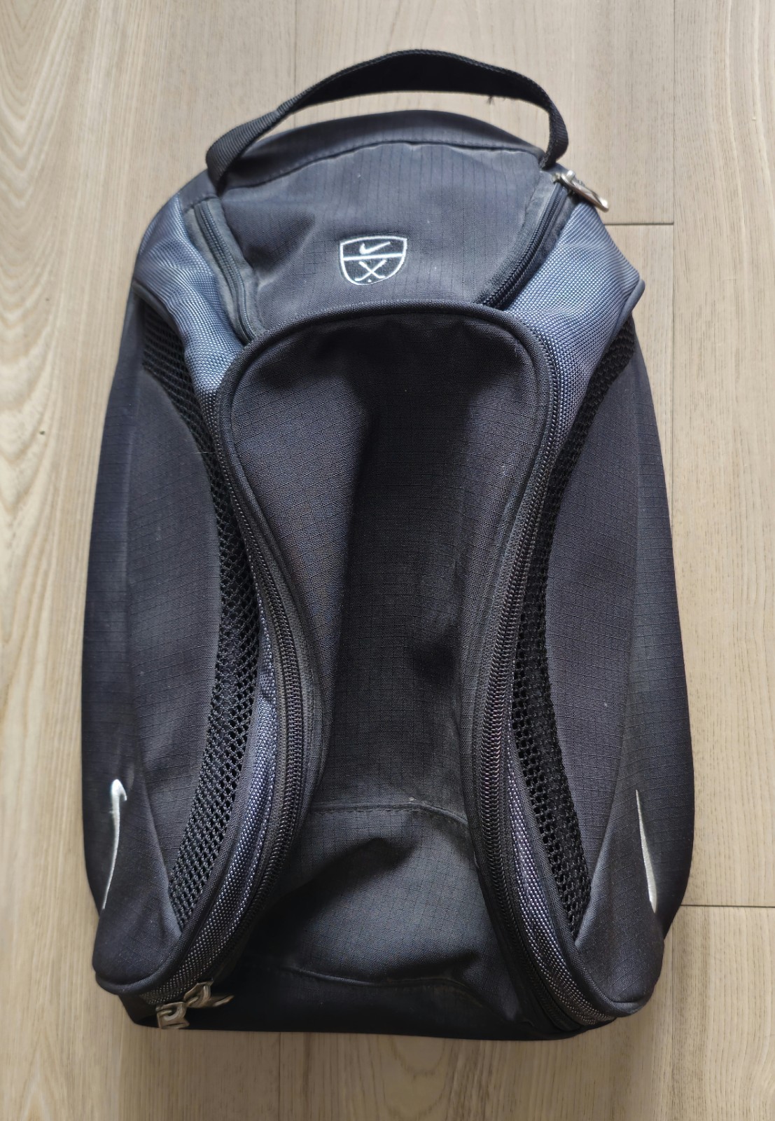 Nike Golf Equipment Mini Backpack Clothes Shoes Black Gray Bag 16” X 12”