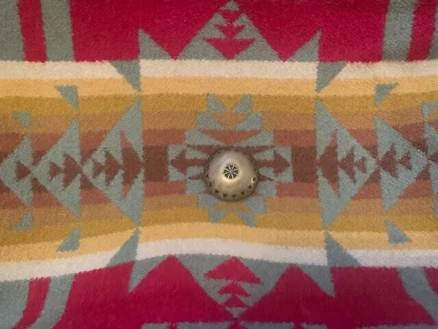 Vtg Pendleton Aztec Southwestern Blanket Wool, Leather, Fur cross body tote bag