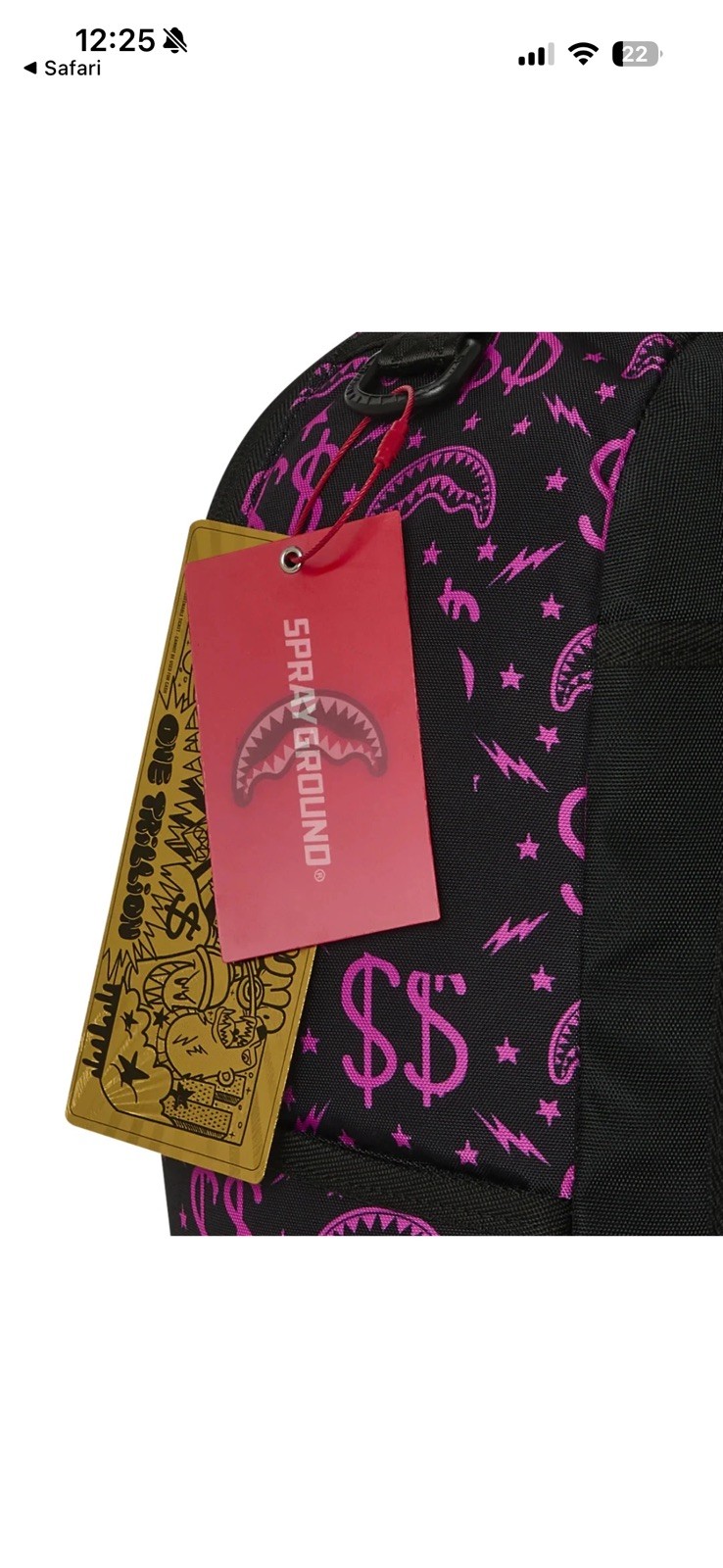 Sprayground Money Maker Purple Pink Backpack New Black Bookbag Large School Bag
