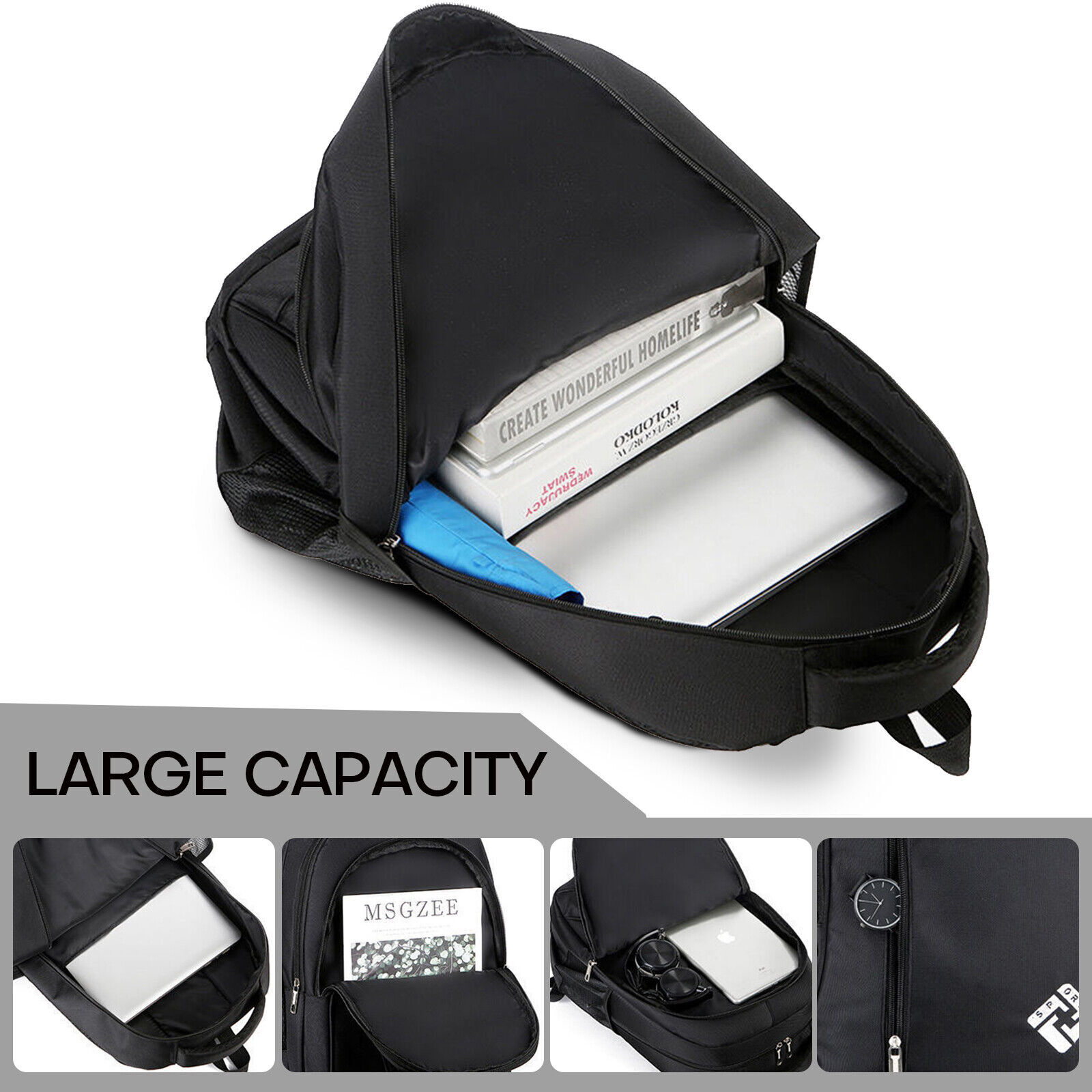 Oxford Anti-theft Laptop Backpack Travel Business Shool Book Bag w USB Port