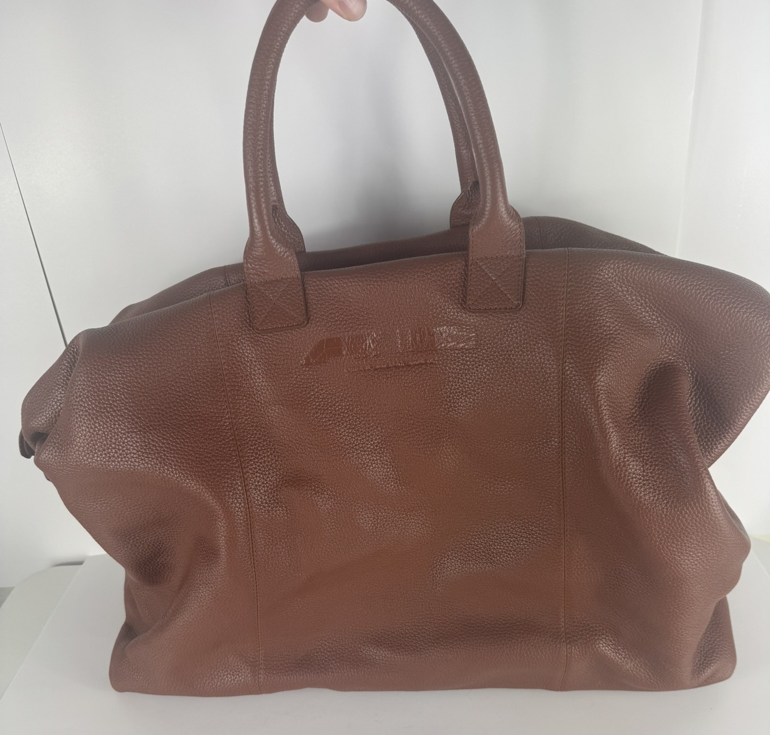 Royce New York Brown Tan Pebble Leather Weekender Duffle Bag