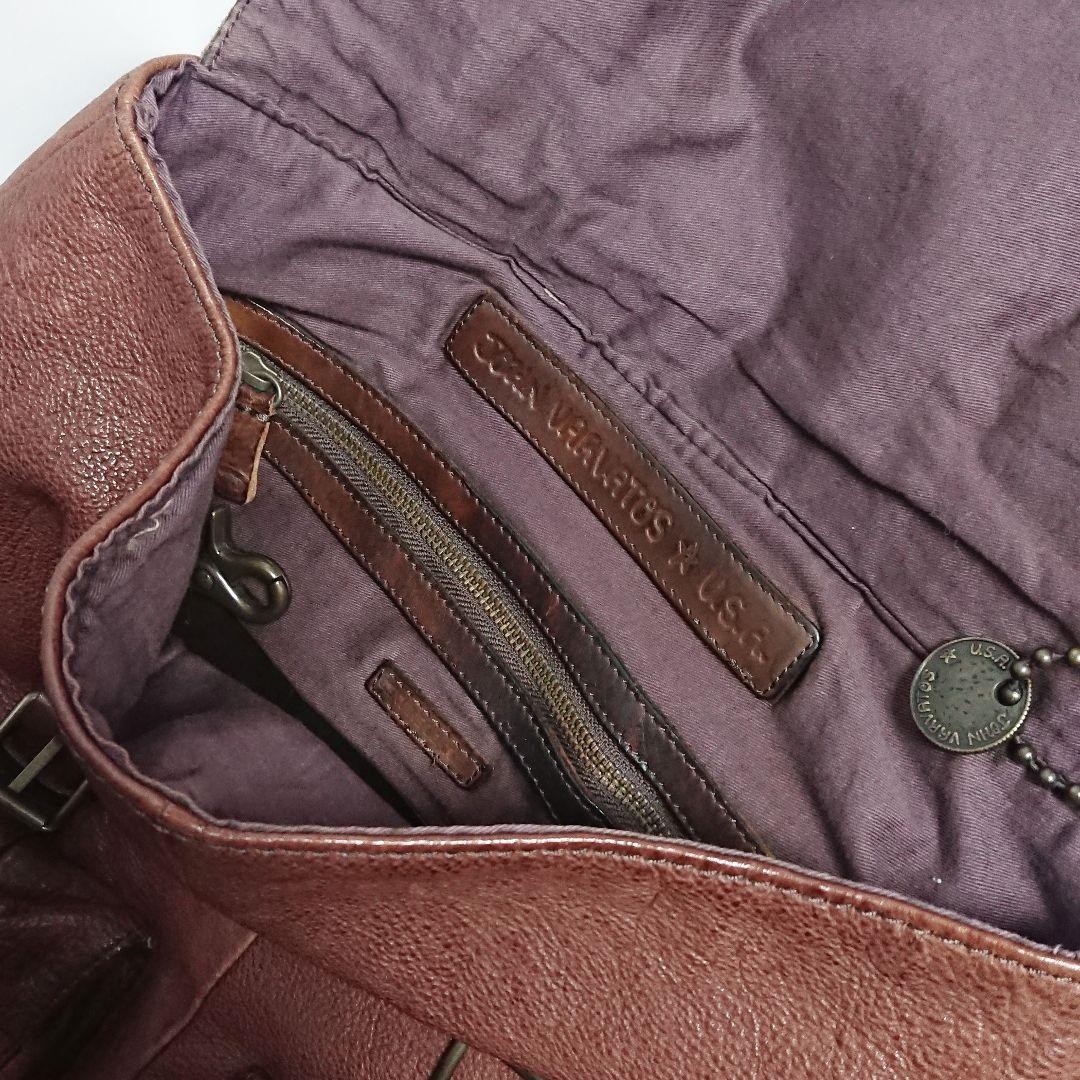John Varvatos Brown Leather Backpack 16.9×16.1in Large Rucksack Daypack Luxury