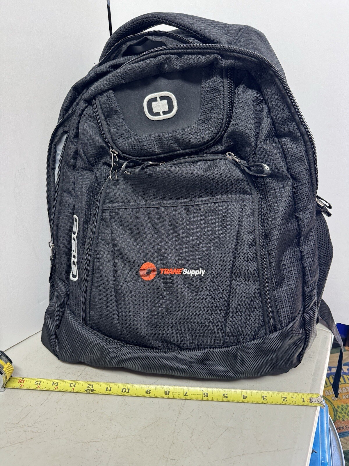 OGIO Black Excelsior Carry-On Commuter Backpack Laptop Sleeve Pockets Embroidery