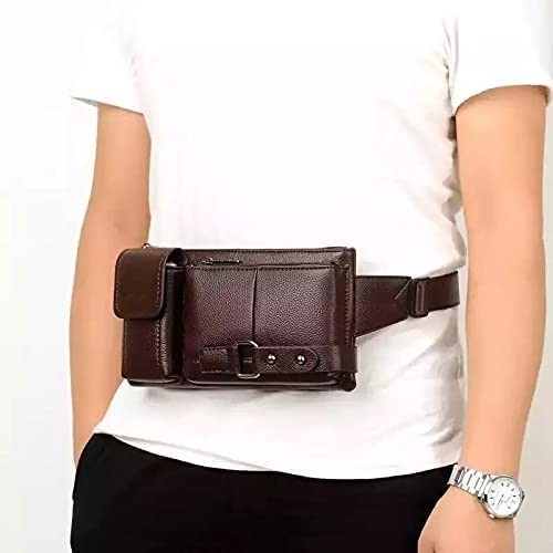 Men’s Leather Sling Bag,Chest Shoulder Backpack, Water waterproof Crossbody B…