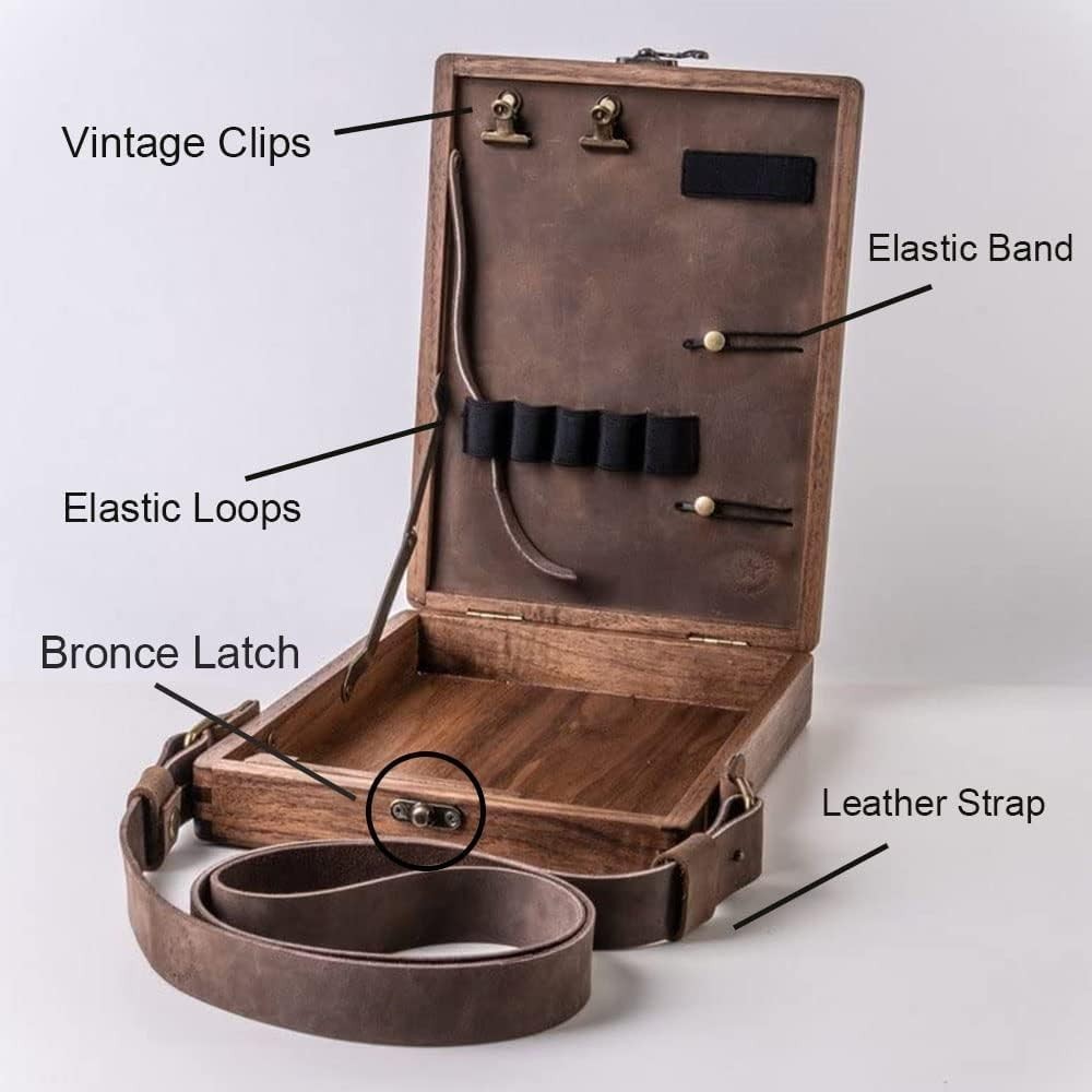 Writers Messenger Wood Box Multifunctional Wooden Handmade Crossbody Postman …