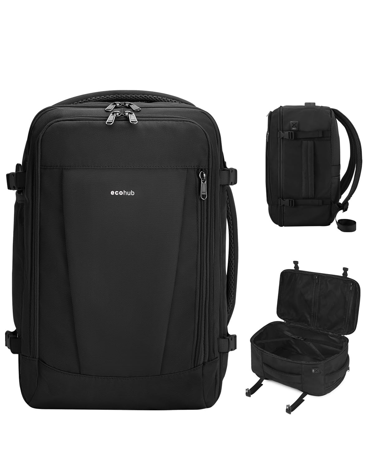 ECOHUB 17” Small Travel Backpack, United Airlines 17 inch underseat, Black