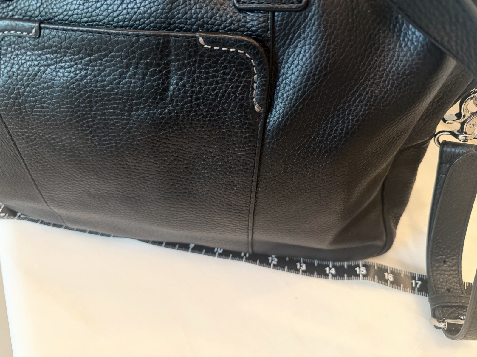 Cole Haan Black Leather Briefcase Workbag With Detachable Shoulder Strap
