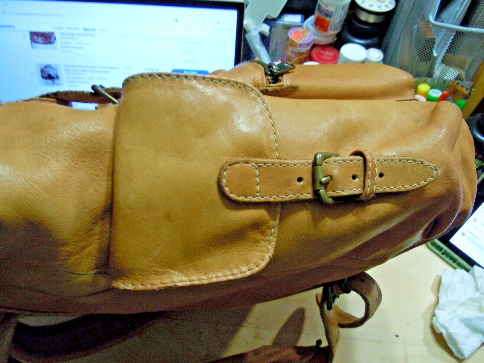ELLINGTON Vintage Authentic Saddle Brown Leather large Backpack Bag #5