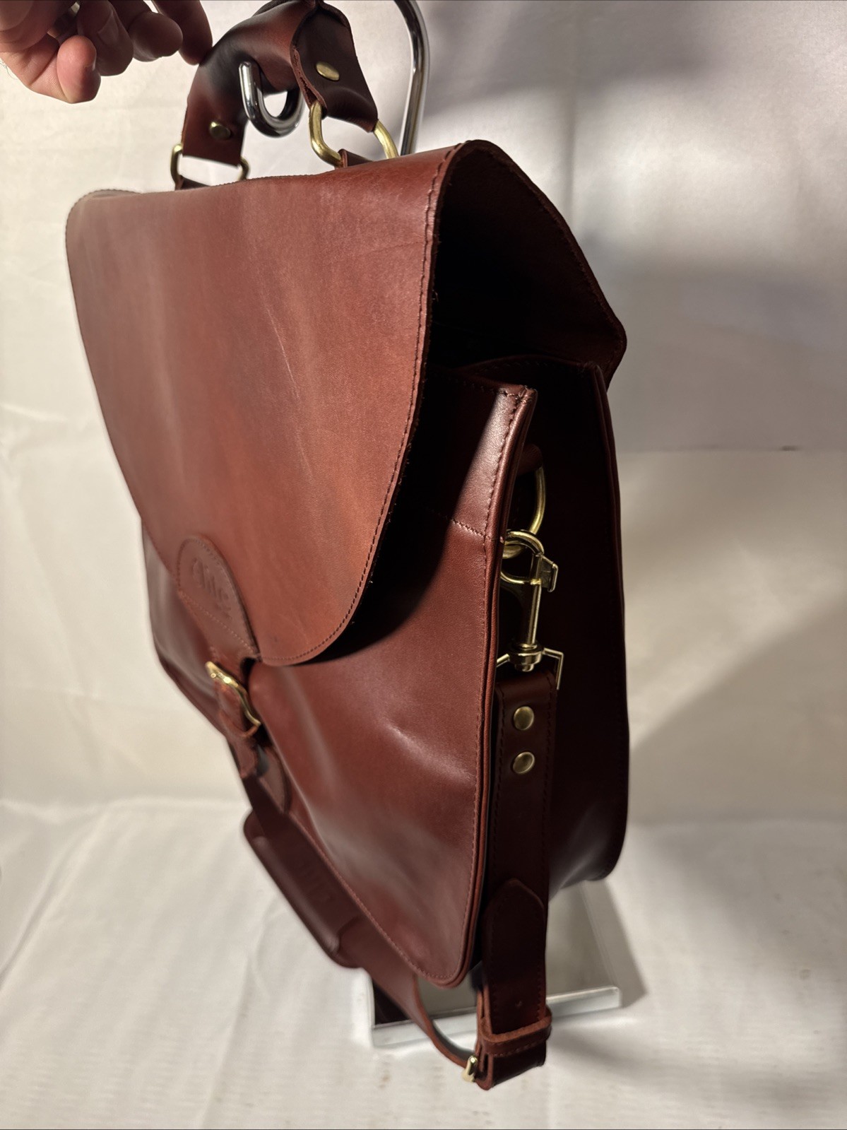 Elite Lifestyles Leather Briefcase Cognac Brown