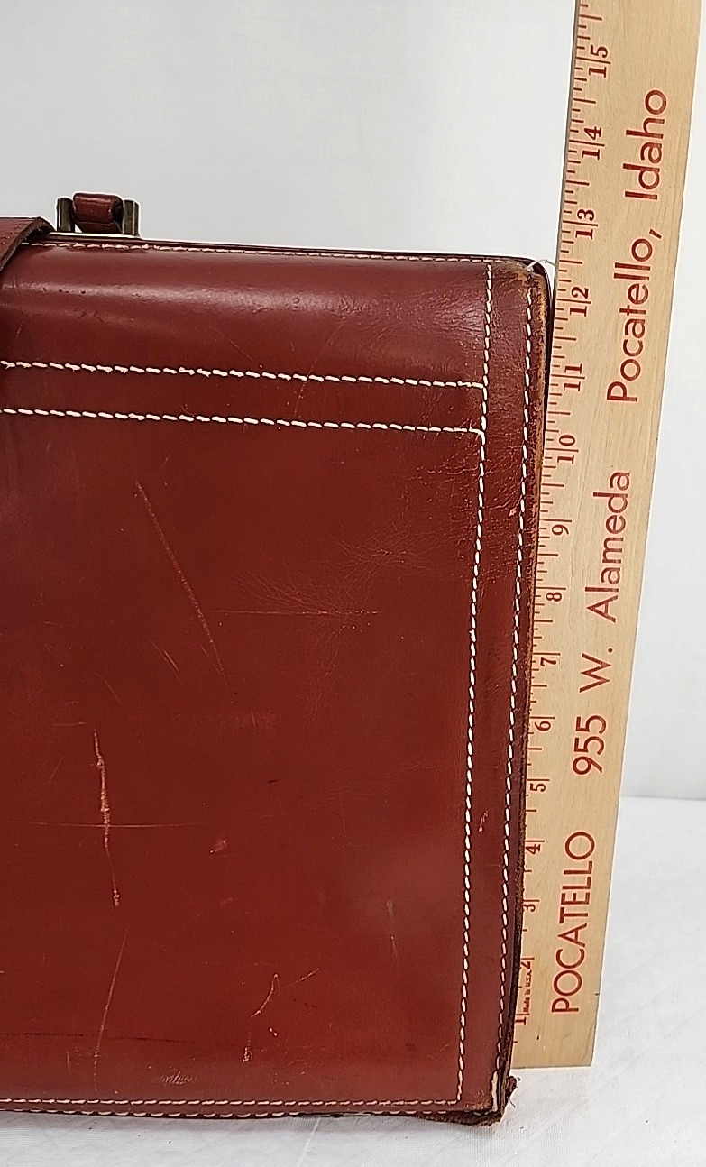 Rexbilt Split Cowhide Briefcase Bag Stay-Open Frame 17 “x 13” Leather Vintage