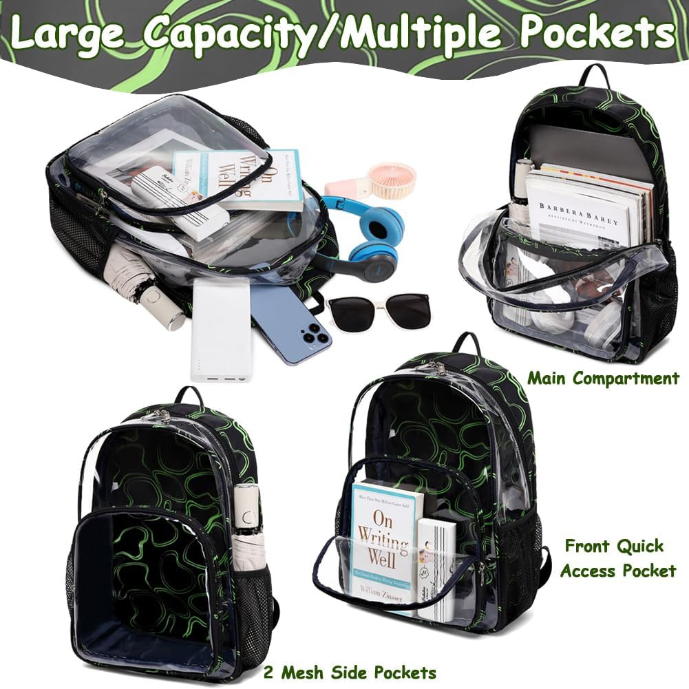 Clear Backpack Heavy Duty Transparent See through Clear Bookbags for School Clea